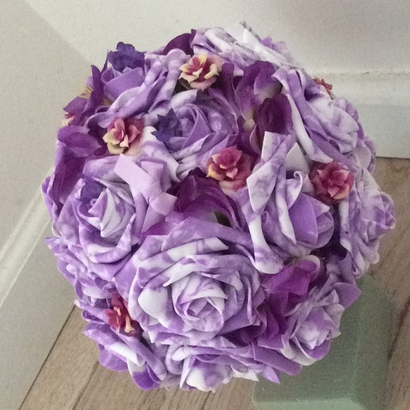 Purple/ white wedding bridal bouquet - Picture 3 of 5